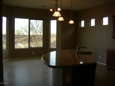 Pendant lights and bay window at dining