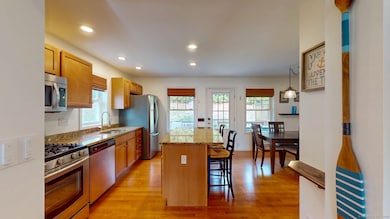 Large kitchen overlooking the private deck.