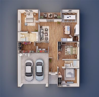 Ranch-style home with board and batten siding, an 