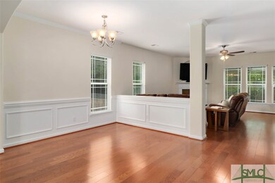 Hardwood flooring throughout downstairs living are