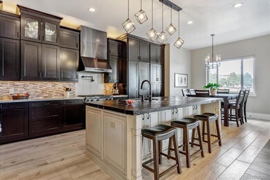 Gourmet kitchen with hidden pantry and eat in dini