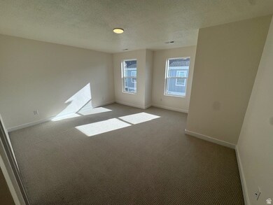 Unfurnished room with carpet floors and a textured ceiling