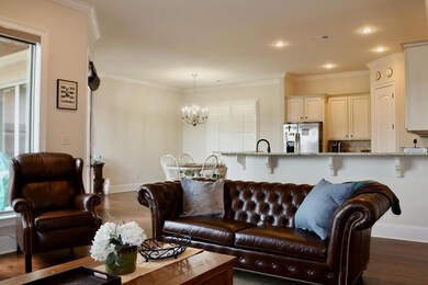 Living room with Kitchen and patio view