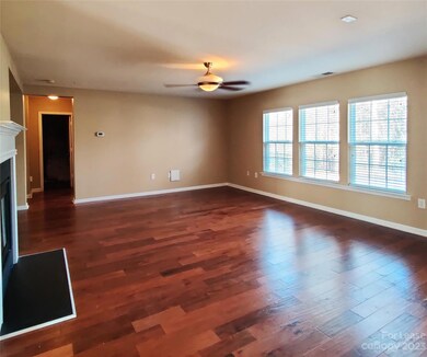 Family room windows overlook back yard