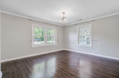 Dining room on front left of house