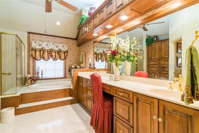 Elegant master bath with both shower and jetted tu