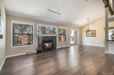 Gas fireplace, wall of windows