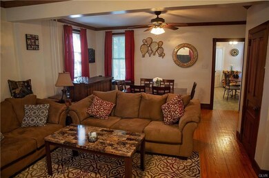 Crown molding in living room and dining room