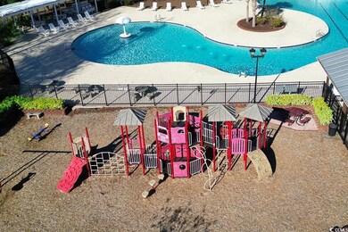 Exterior space with a playground