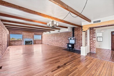 Great room with original hardwood floor