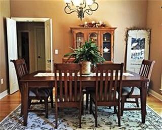 View of the spacious dining room from the entry wa