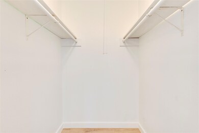 Walk in closet with light wood-style flooring