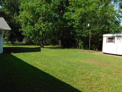 View of yard with a storage unit