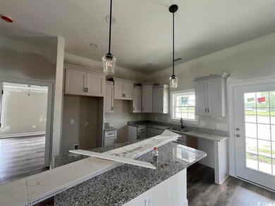 Kitchen with a center island, dark hardwood / wood