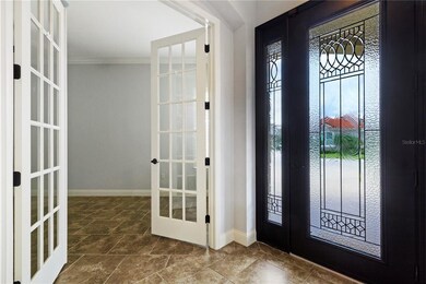 Beautiful leaded glass entry door and the directly