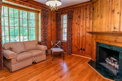 The pine-paneled Study has an oversized front wind