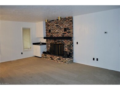 Family room woodburning fireplace and wet bar