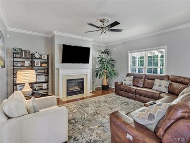 Great Room Features 9ft. Ceilings w/Fan, Gas Firep