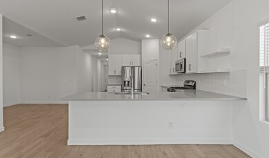 Kitchen with floating shelves