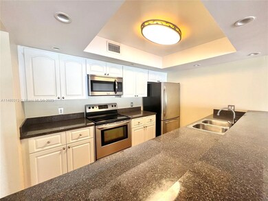 Kitchen with recessed lights