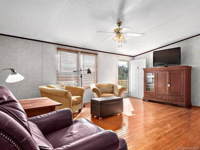 Living room with cathedral ceilings