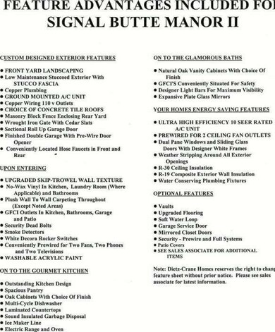 Builder feature sheet