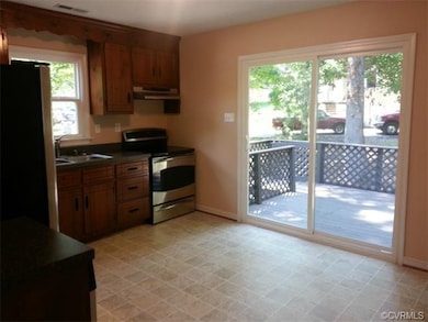 New sliding door so clear view of wooded rear yard
