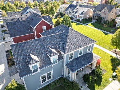 Aerial perspective of suburban area