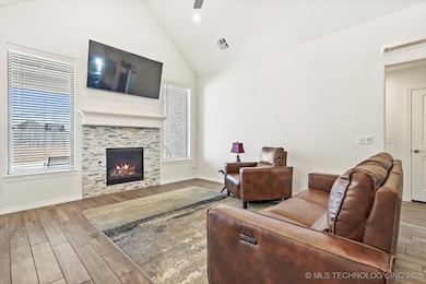 Gas Fireplace with natural light bringing lots of