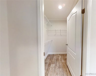 Spacious closet featuring light wood-style floorin