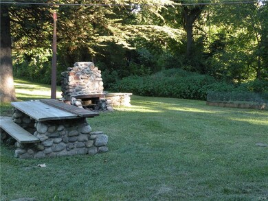Stone Fireplace and picnic table