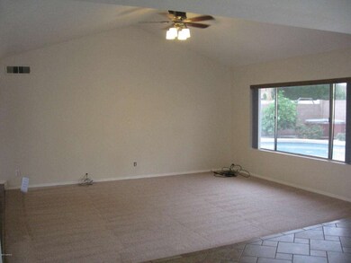 Vaulted Family room with pool view