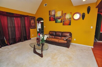 The great room also comes with carpet and designer