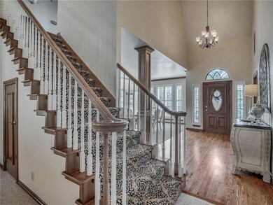 A spacious stairway makes its presence known.
