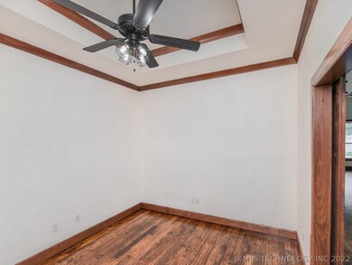 Flex Room. Stained double crown molding.