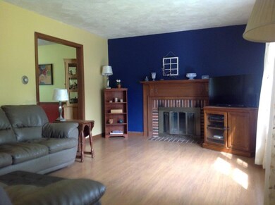 Sunny living room with fireplace
