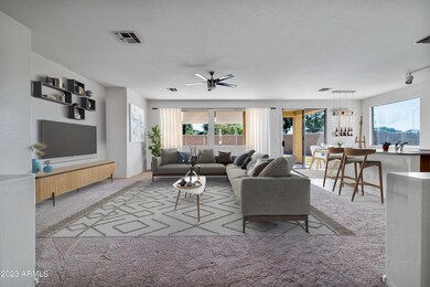 Great-room virtually staged.