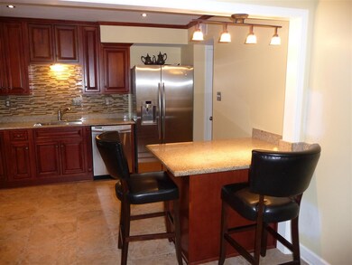 Tile floor & overhead lighting
