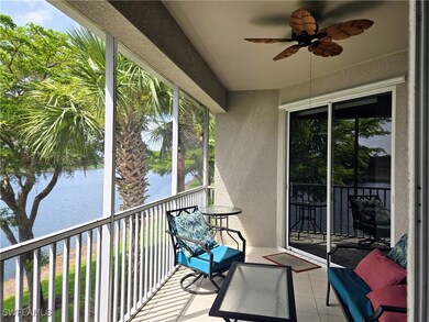 Balcony featuring ceiling fan