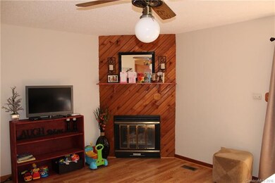Gas fireplace in living room and interior access t