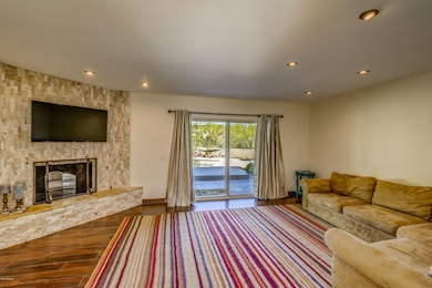 Stacked Stone Fireplace in Living Room