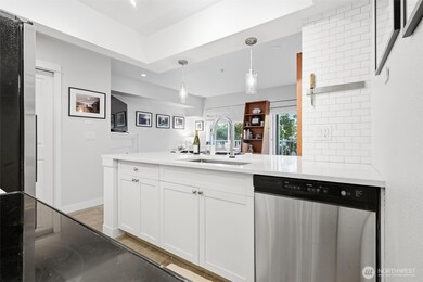 View from kitchen looking out toward living/sleeping area.