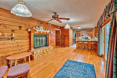 Double sided wood burning fireplace
