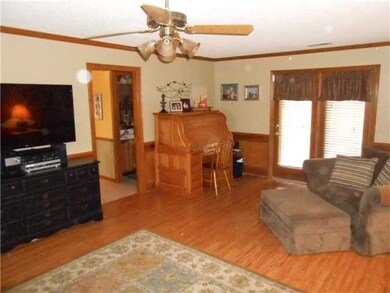 View of the great rm looking toward the backyard..