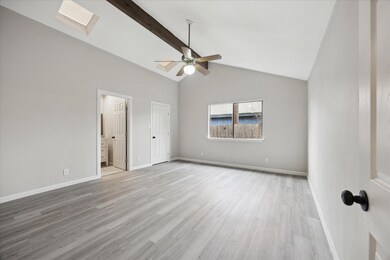 Unfurnished bedroom with light wood-style floorin