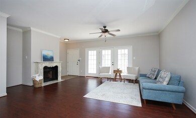Fireplace and french doors to your private patio.
