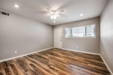 Spare room featuring ceiling fan, recessed lightin