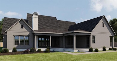 View of front of home with covered porch and a fro