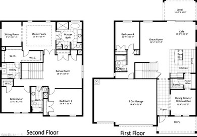 Ellington family 2 story elevation floor plan by D