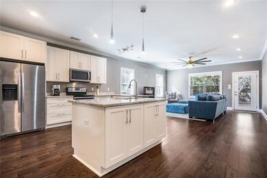 Open concept kitchen and living area.